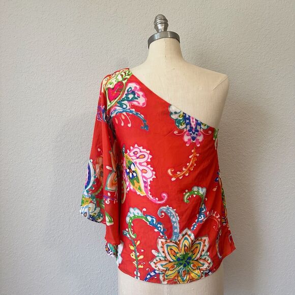 LAUREN RALPH LAUREN Black Label One Shoulder Blouse in Multi Floral Print - Picture 7 of 10